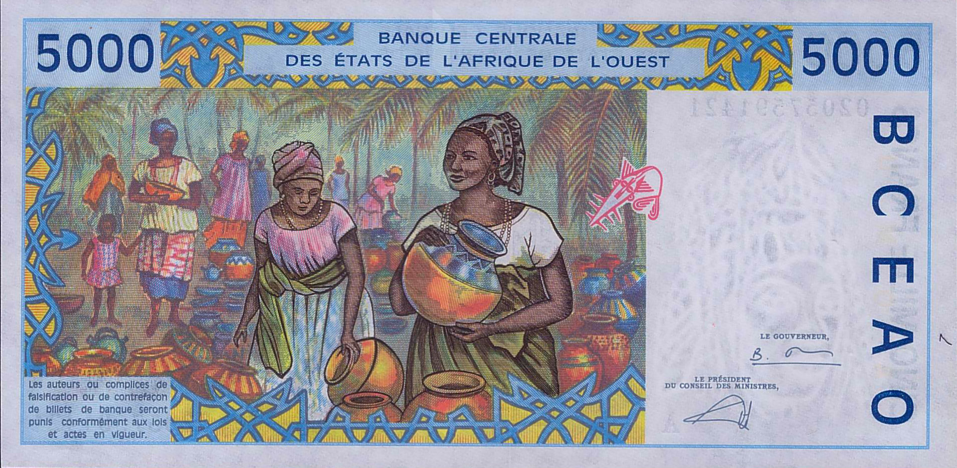 Ivory Coast (W.A.S) 5000 2002 UNC P-113A/i
